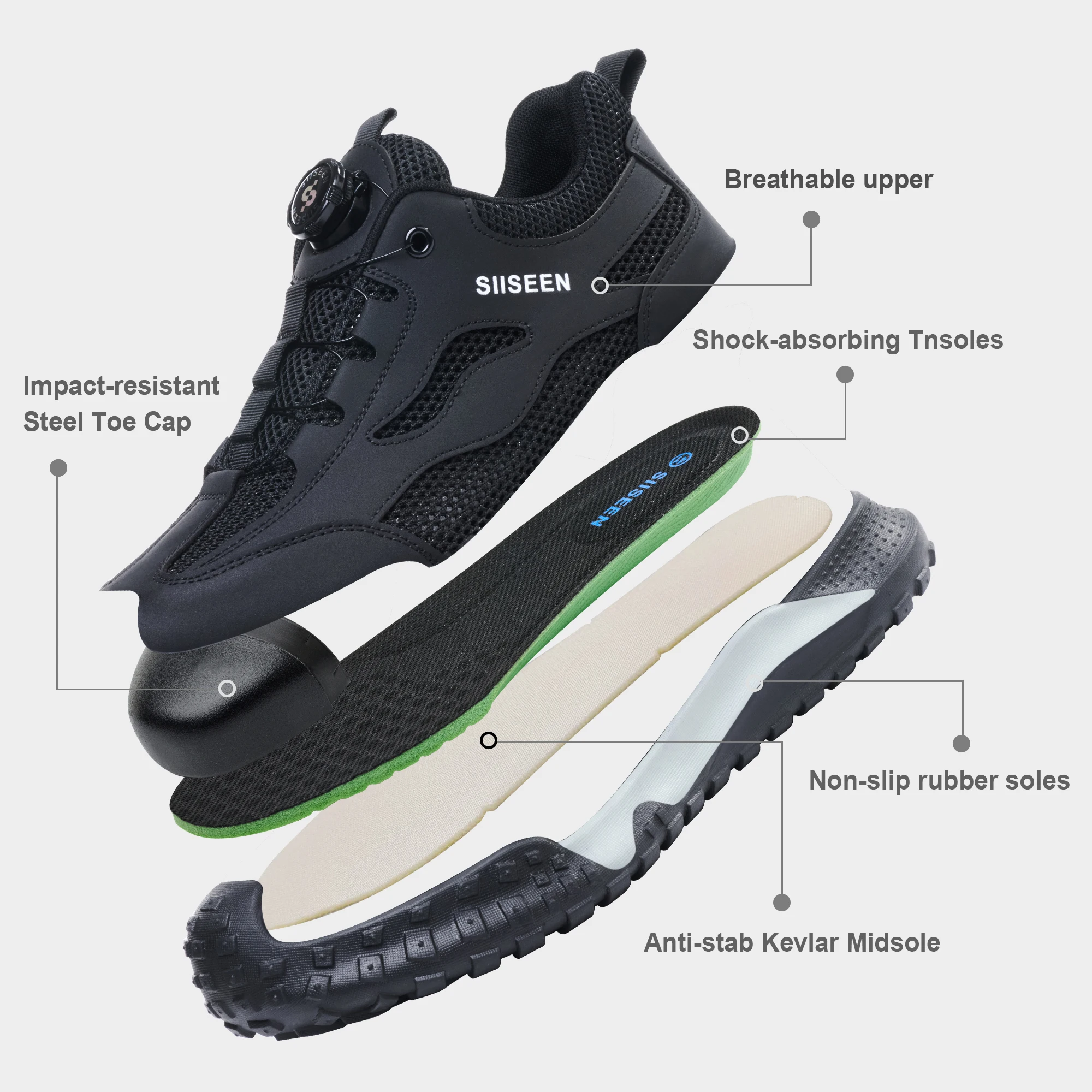 Summer Men Steel Toe Safety Shoes Anti-Smash Anti-Puncture Work Boots Breathable Mesh Non-Slip Construction Labor Sneakers
