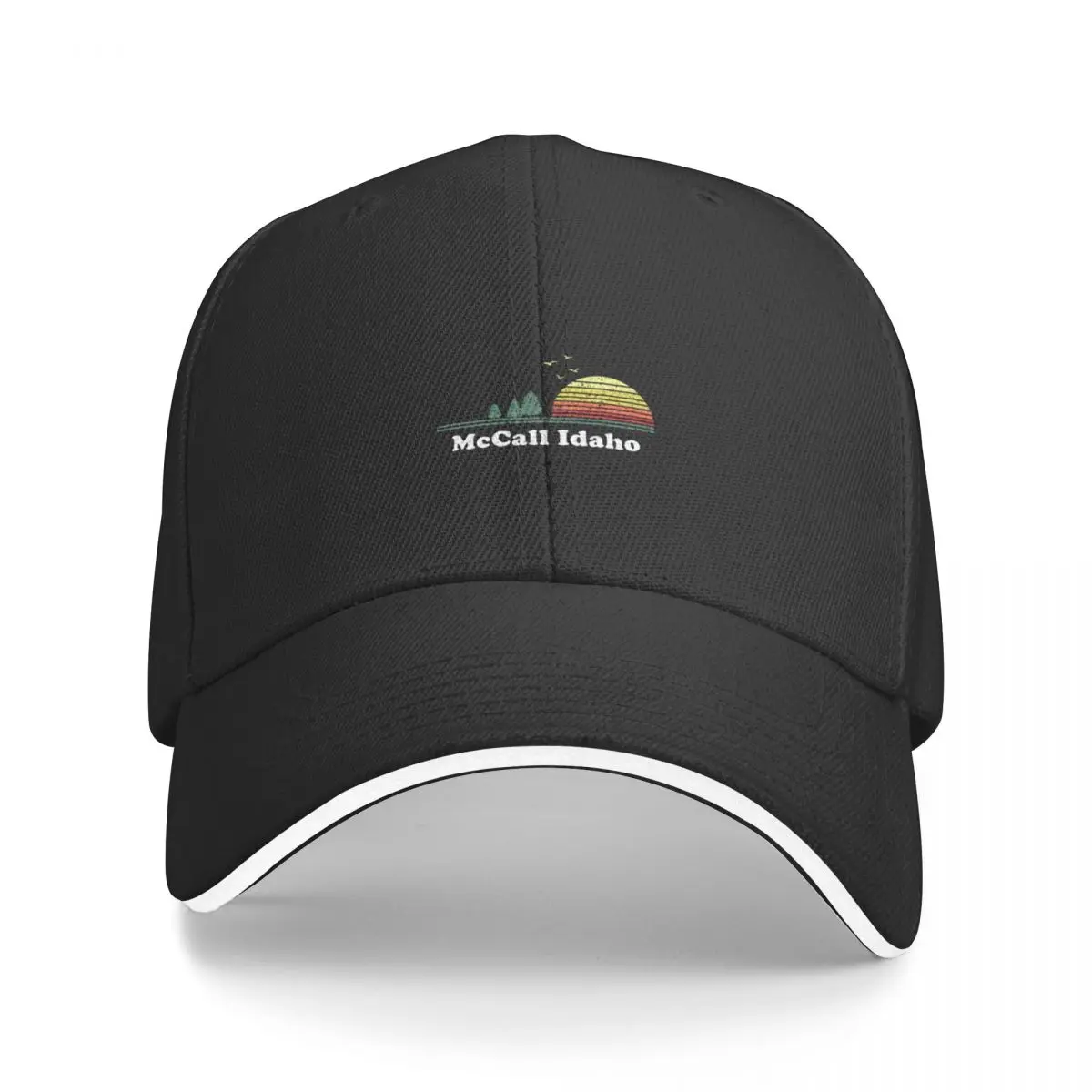 Vintage McCall, Idaho Sunset Souvenir Print Long Sleeve T-Shirt Baseball Cap Snap Back Hat hard hat Hat Beach Man Women's