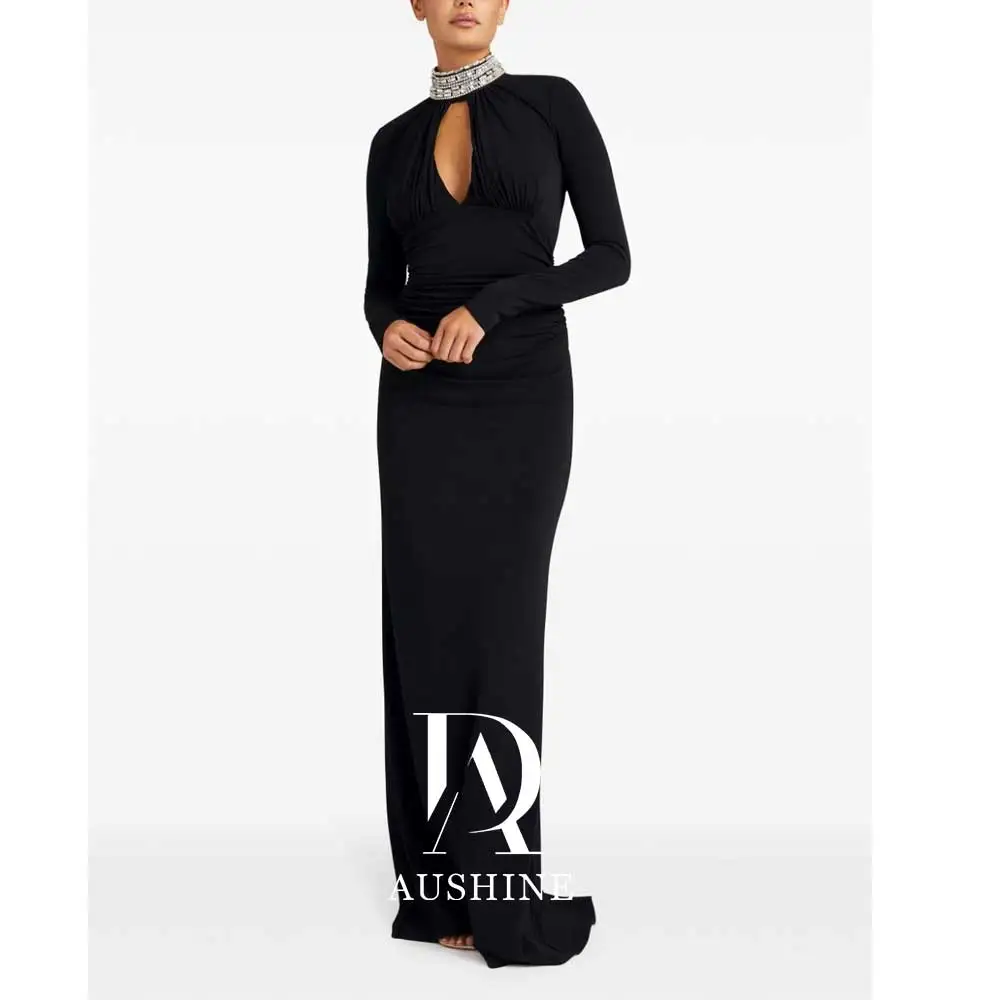 

Aushine Customized Birthday Evening Dress Floor Length Full Sleeves Summer Elegant Wedding Party Gowns For Women Arab 2024Fu