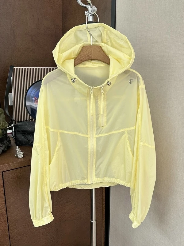 

Lightweight Sporty Double Zipper Nylon Jacket Women's Trendy Spring Summer Thin Breathable Simple Design Sun Protection Outer...