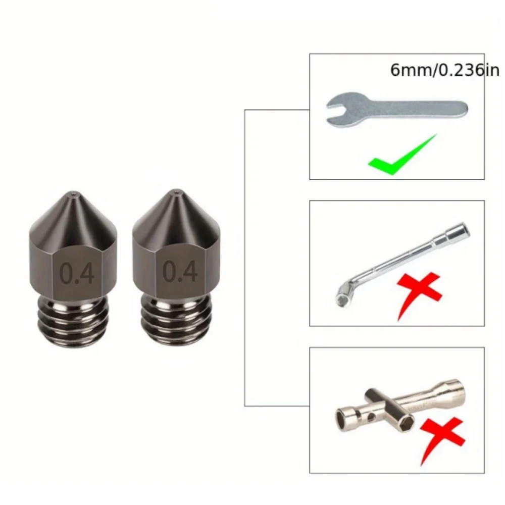 Creality MK8-Düse aus gehärtetem Stahl für 3D-Drucker, verbesserte Ganzmetalldüse für die Ender 3 Ender-3 Pro S1 CR-10-Serie – Detail 6