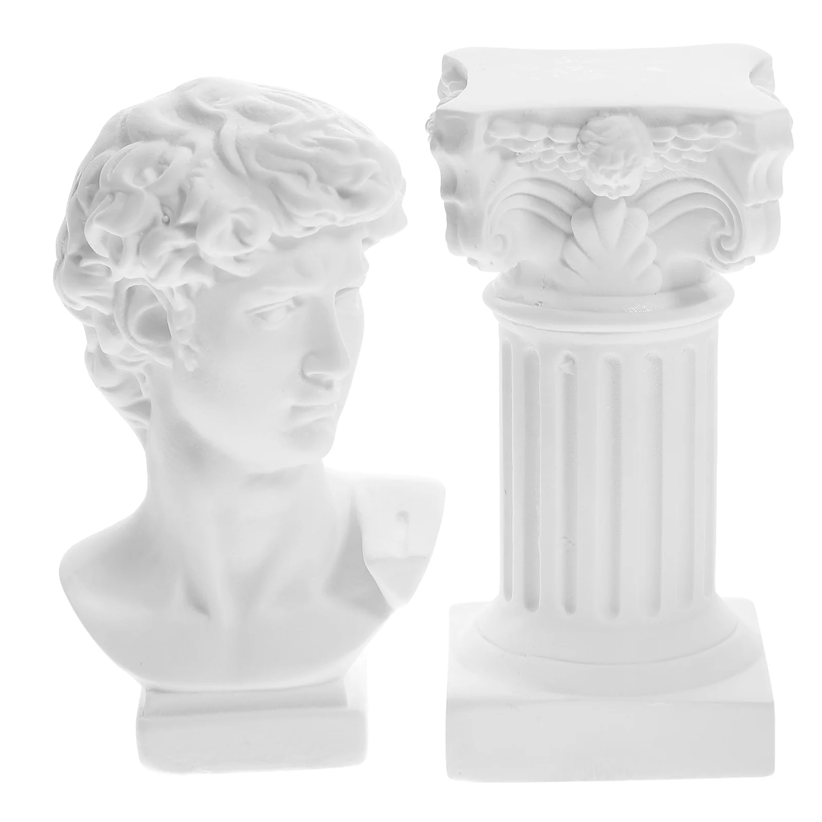 

Greek Statue Bust Resin Mythology Sculpture White Roman Pillars Greek Columns David Head Artist Figurine Roman