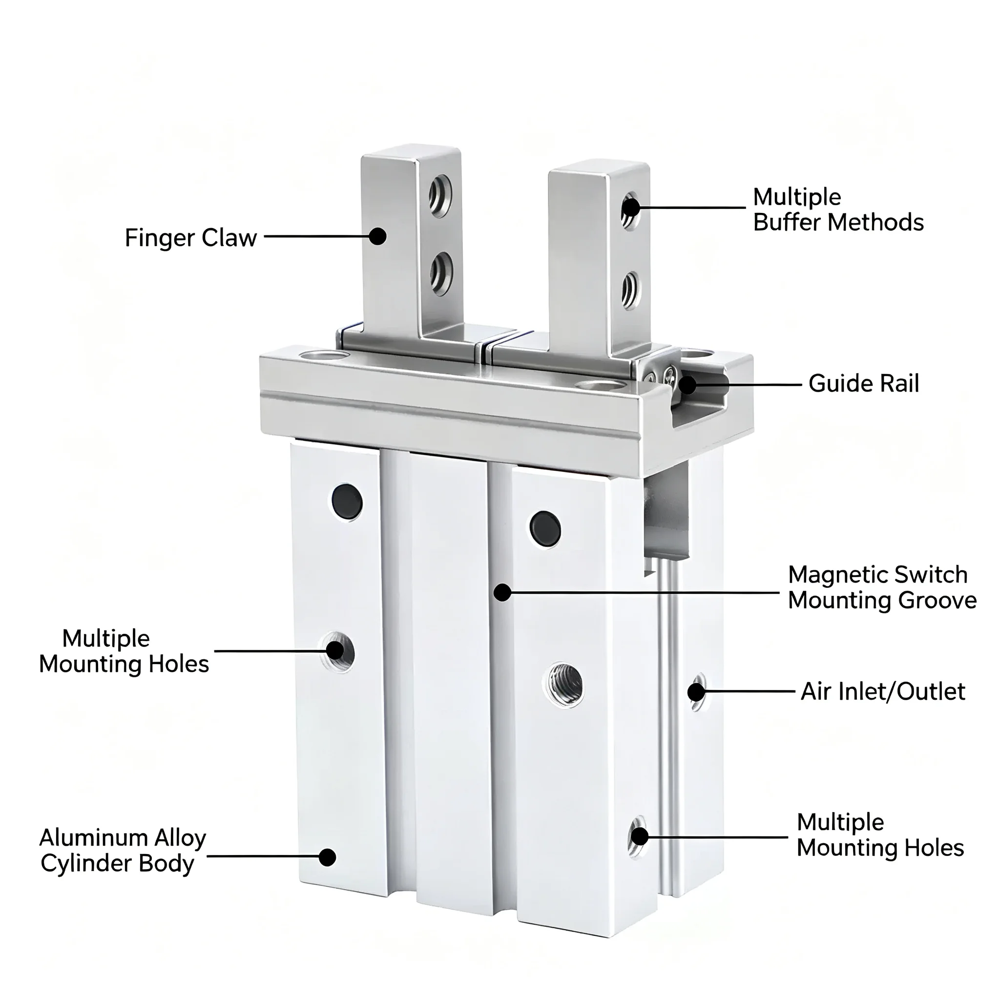 HFZ Finger Pneumatic Cylinder Mechanical Gripper HFZ 6/10/16/20/25/32/40 Parallel Fixture Mini Finger Clamp With Magnet Durable