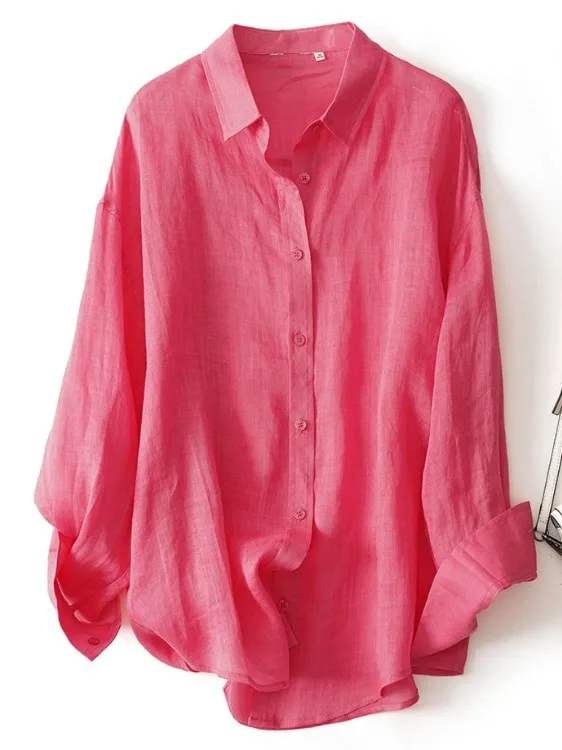 Oule レディース カジュアル リネン ロングスリーブ 日焼け防止 薄手 ゆったり エアコン付き カジュアル ロングスリーブ 春夏 2026