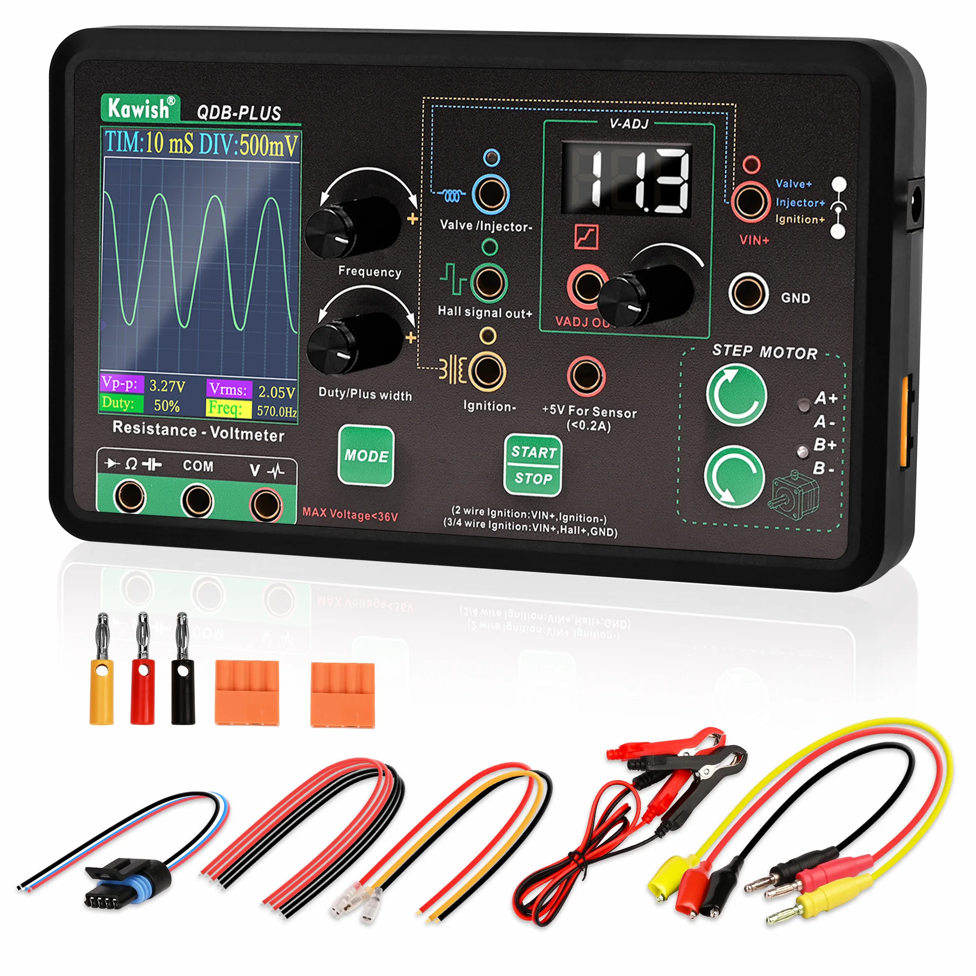 QDB-PLUS Mutilingual Auto Diagnostic Tool with Oscilloscope PWM Generator Multimeter for Stepper Motor Solenoid Valve Tester