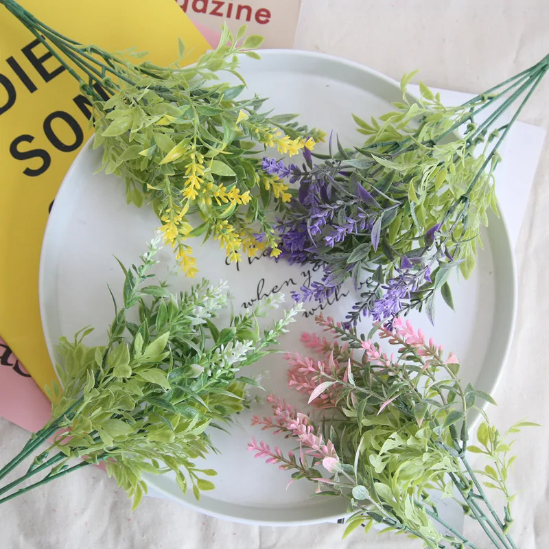 

Fashion Artificial Flower Lavender Plastic Small Bunch Home Wedding Party Garden Decoration Photography Props DIY Fake Flower