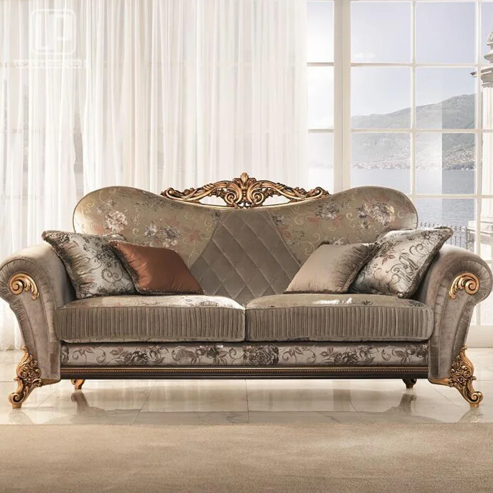 Royal Sofa Set Hand-carved Furniture Sofa Set with Gold Leaf- UP Decors