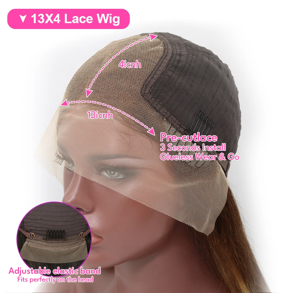 شعر مستعار بوب قصير مستقيم بني شوكولاتة للنساء ، شعر مستعار أمامي بدانتيل عالي الدقة ، شعر بشري ملتف مسبقًا ، لون 13 × 4
