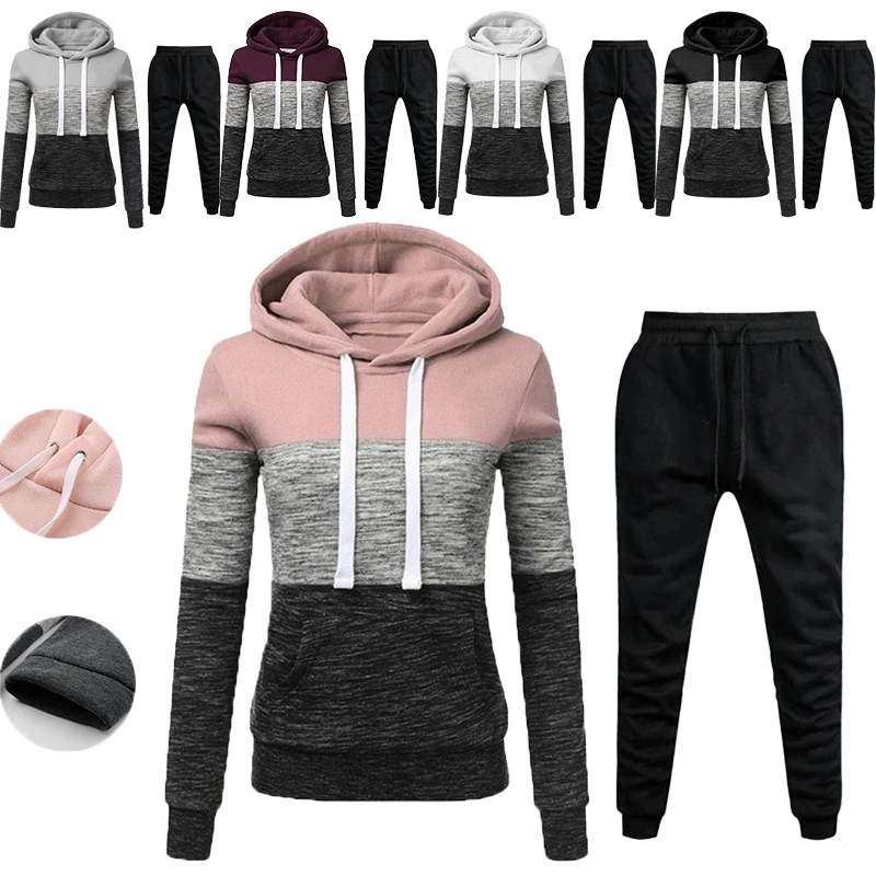 

Women's Fashion Sweater Sports Set Three ColorPullover Hoodie and Jogging Pants Women's Casual Sports Two Piece Set