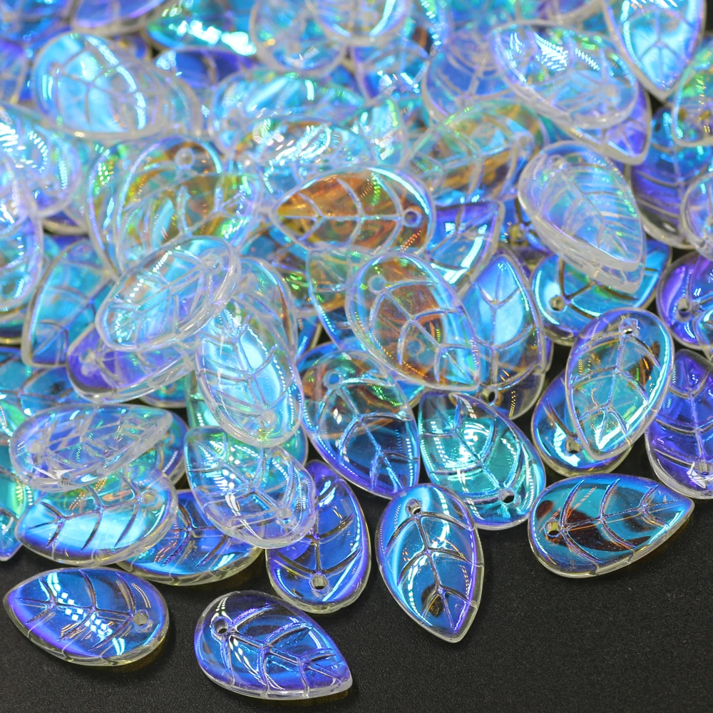 50 Stuks 10x18mm Glad Glas Blad Kralen Kristal Kralen Losse Kralen Voor Sieraden Maken Diy Armband ketting Oorbel Accessoires