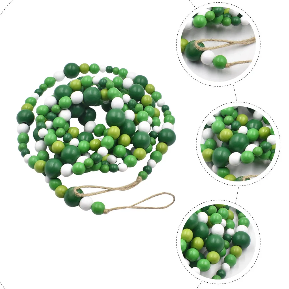 

Green Beaded Decoration Festival Pendant St Patrick Day Wall Hanging Irish Party String Decor Wooden Beads HomeReusable