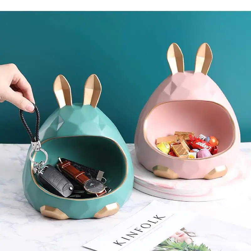 

Creative Resin Storage Boxes Statue Decoration Modern Home Bunny Shaped Sculpture Storage Box Living Room Key Jewelry Containers