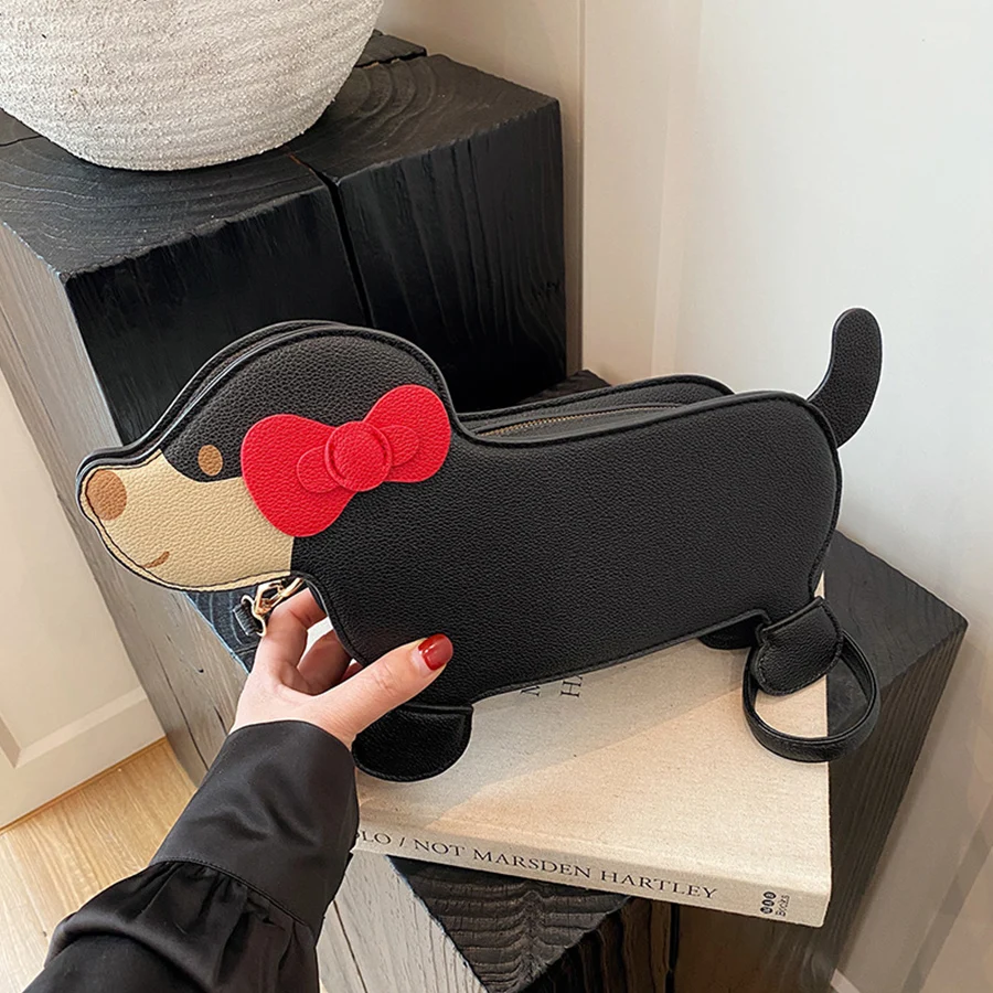 

Novelty Cartoon Dog Shaped Shoulder Bags Women Unique 3d Design PU Leather Zip Purses Handbag Funny Kawaii Crossbody Bags Bolsas