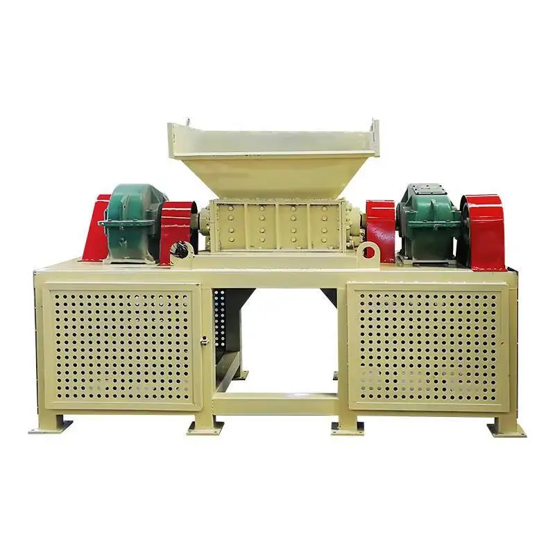 Trituradora de cubo de plástico con bolsa tejida, trituradora de neumáticos para residuos de azulejos de acero de Color, doble eje, Metal, grande, inoxidable