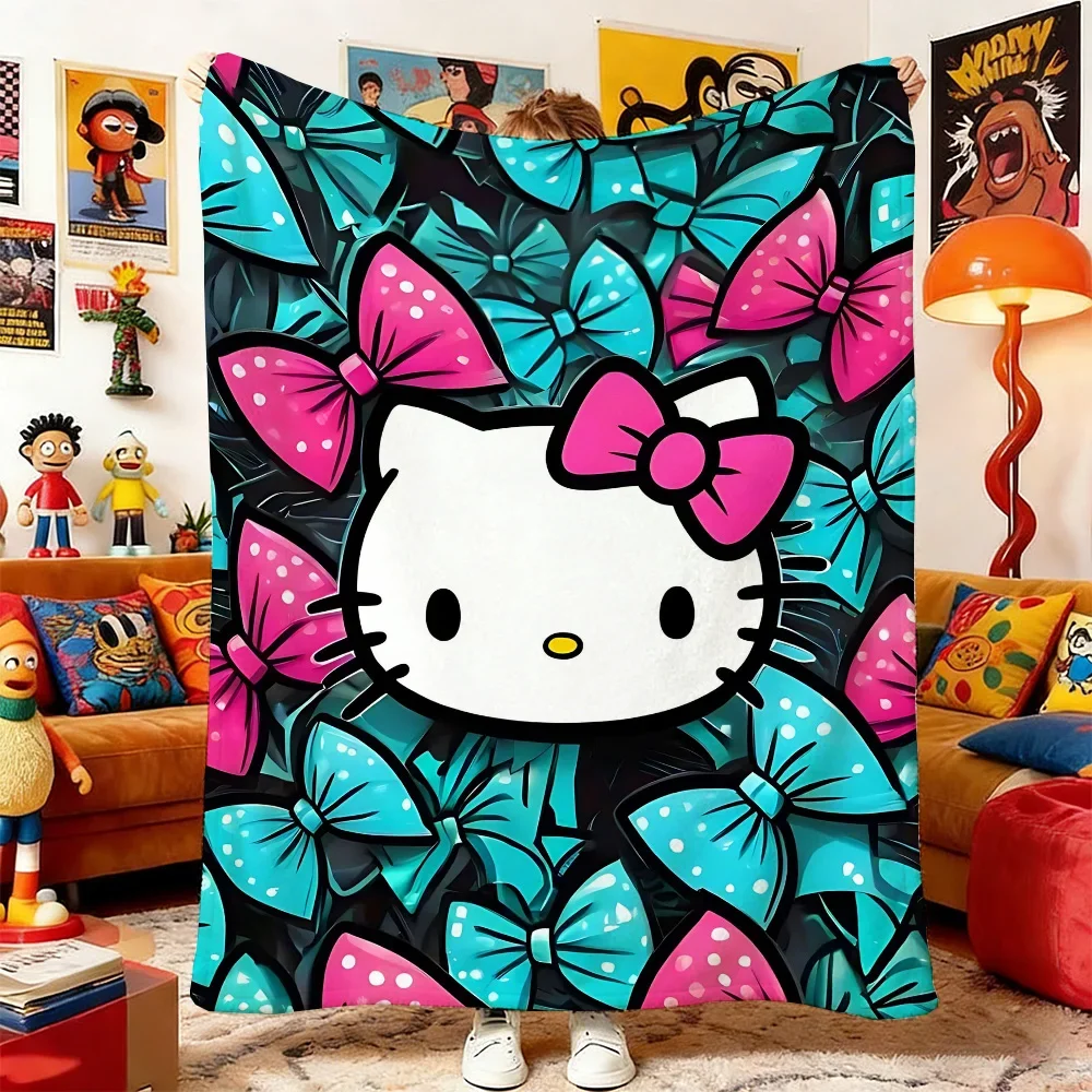Cute Cat Pattern Fluffy Throw Blanket, Soft Plush Bedspread for Sofa Bed Couch Camping Indoor Home Decor