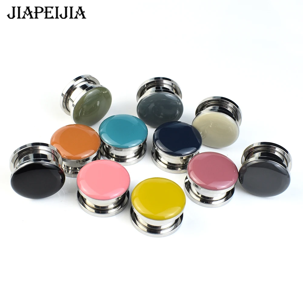 3-40mm Pure Color Ear Gauges Tunnels and Plugs Screw Fit Ear Stretcher Expander Ear Piercing Jewelry