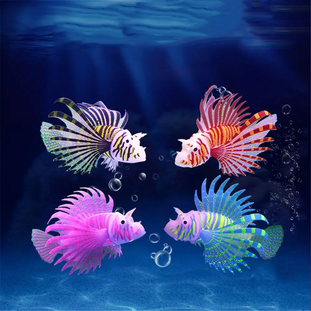 Artificial Lionfish Fish Tank Underwater Glow In Dark Fake Fish Decoration Aquarium Ornament