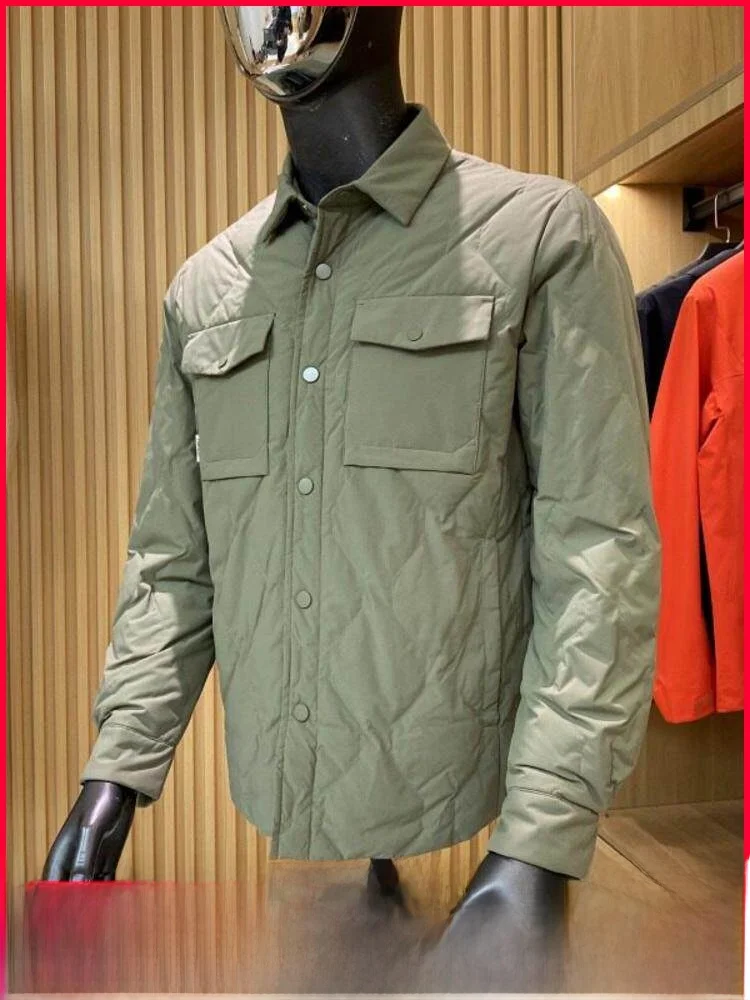 

New Winter Men's High-End Lightweight irt-Sle down Jaet Busin Commuting Polyester Fiber Windproof 3D Design Du dow...