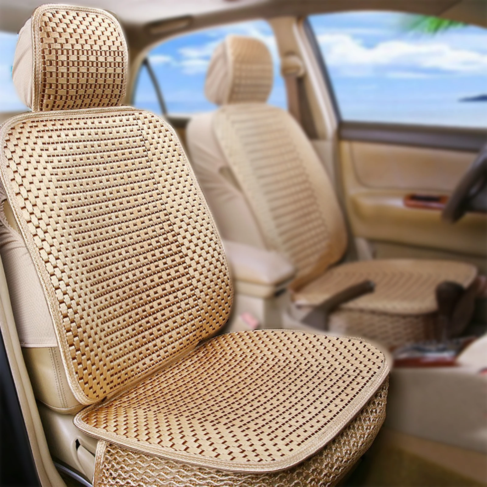 KANGLIDA  Car Seat Covers for Car Seats Hand-woven Ice Silk	 Front Car Seat Cover Summer Universal Car Seat Cushion 1piece