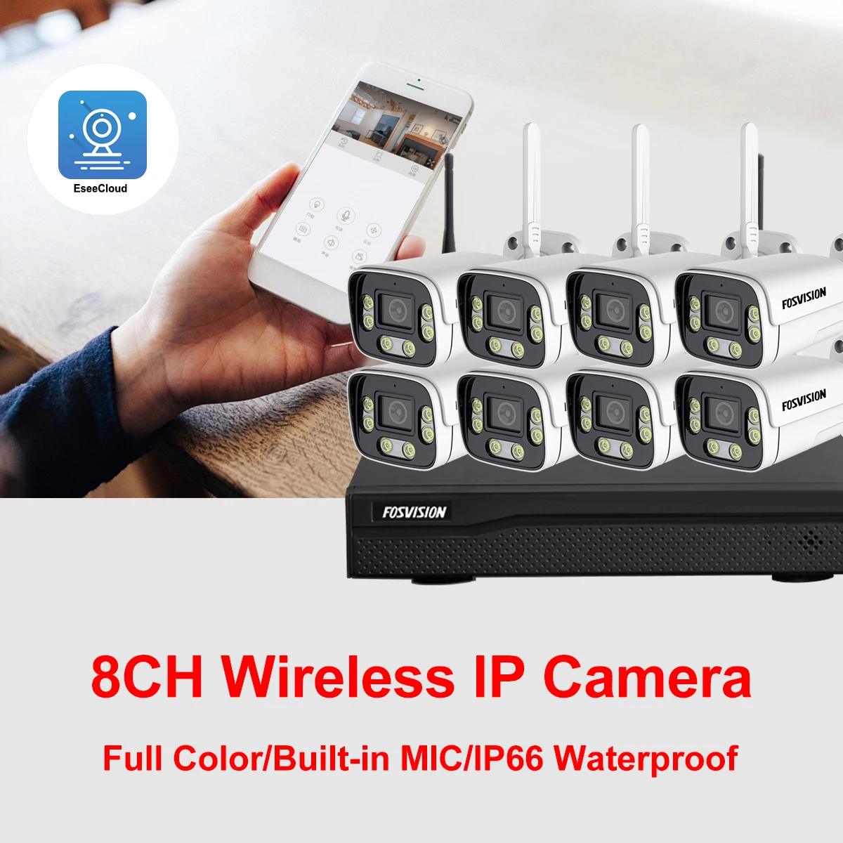 ชุดกล้องวงจรปิดไร้สาย 8 ช่อง 5MP ภาพสีคมชัดในเวลากลางคืน พร้อมเครื่องบันทึก DVR 8 ช่อง ระบบกล้องวงจรปิดรักษาความปลอดภัยบ้าน ลดราคาพิเศษ