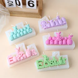 Easter English Letters  Rabbit Ornament Candle Silicone Mold DIY Animal Soap Gift Candle Mold Plaster Easter Home Decor