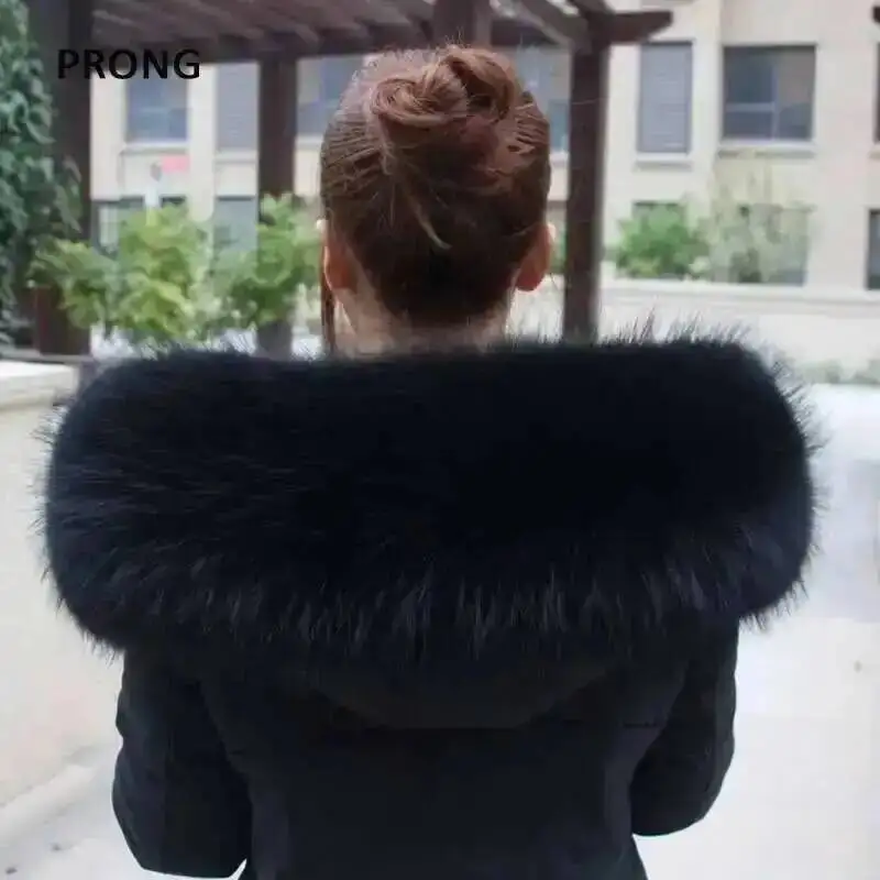 Extra Large Real Fur Collar For Winter Coat Natural Raccoon Fur Scarf Women Winter Hood Fur Decor Shawl Neck Warmer Scarves
