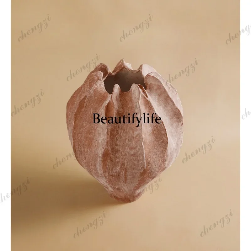 CCC High-end living room entrance dried flower arrangement decorative ornament creative handmade ceramic vase