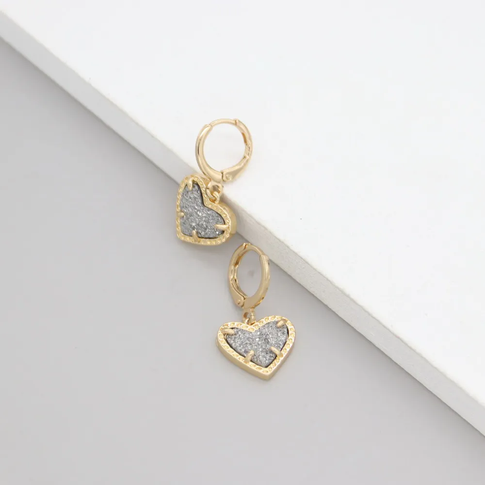 High Quality Small White Glitter Heart Hoop Earrings for Women