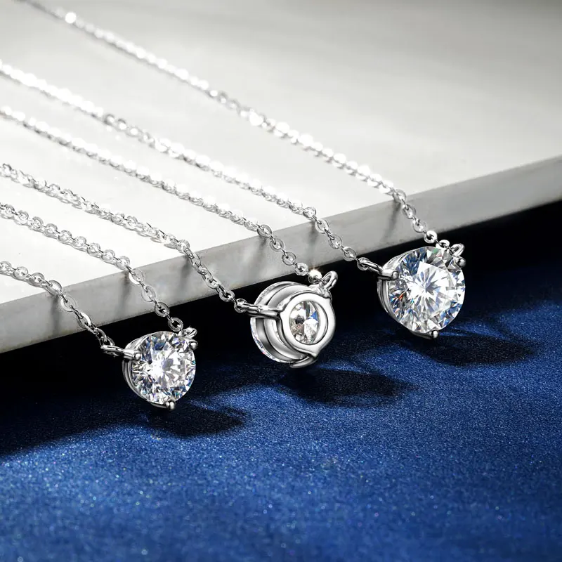 

Lnkry Certified 1CT 1.5CT 2CT Moissanite Pendant Necklace Bijoux Argent 925 Sterling Silver Three Claw Solitaire Stone Necklaces
