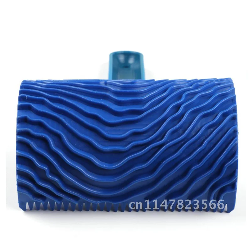 Wood Grain Blue Rubber Paint Roller Brush DIY Wall Graining Painting Tool with Handle Wall Texture Art Application Tool