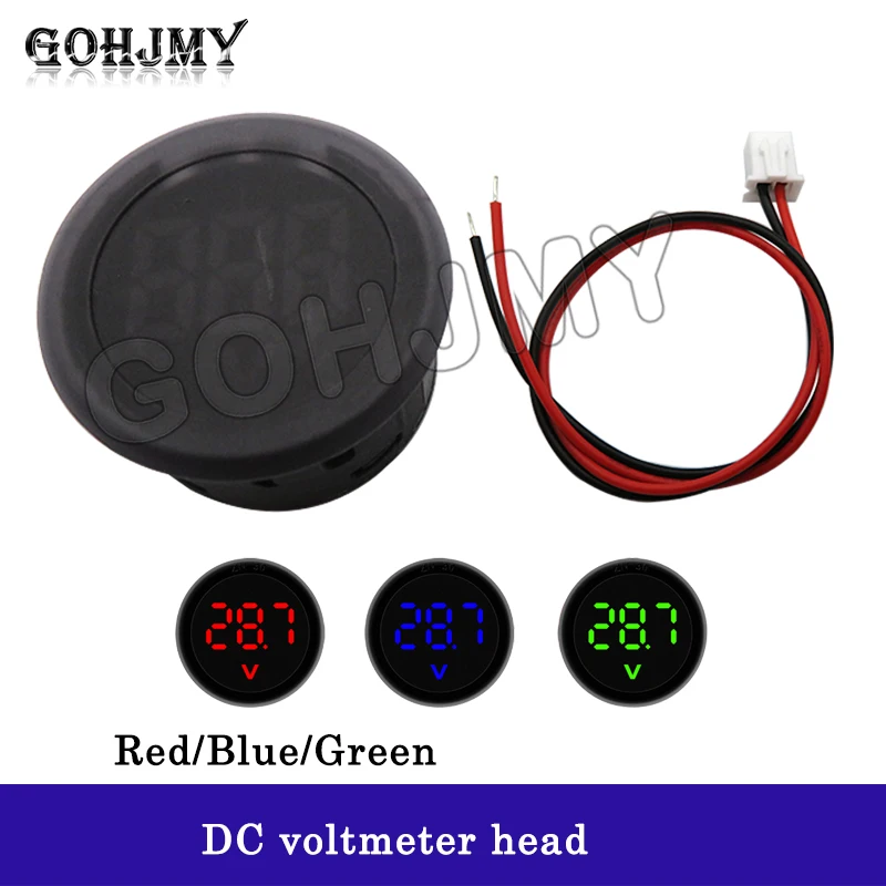 DC 4-100V DC digital voltmeter display LED digital display round two-wire voltmeter reverse connection protection