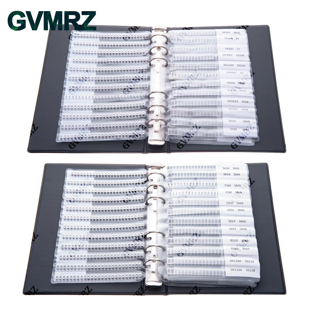 33Values SMA Rectifier Diode Sample Book Assortment Kit SF18 1N5824 1N4007 SS220 RS1G SS24 RS1M ES1D SS26 SS36