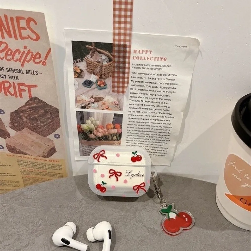 

1pcs Cute Bow For Airpods Pro Case Shockproof Transparent Cover Earphones Case Red Bowknot Soft Silicone Charm Pendant Case