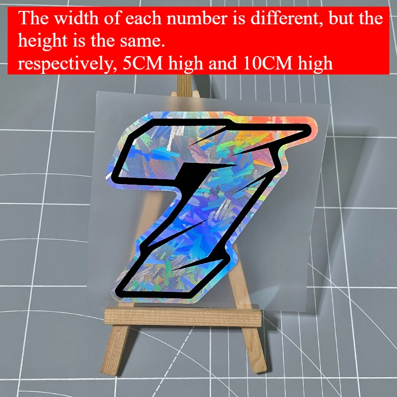 1PC Arabic Numerals Motorcycle Stickers Waterproof DIY Motorbike Fuel Tank Helmet Box Fairing Holographic Carbon Vinyl Decals
