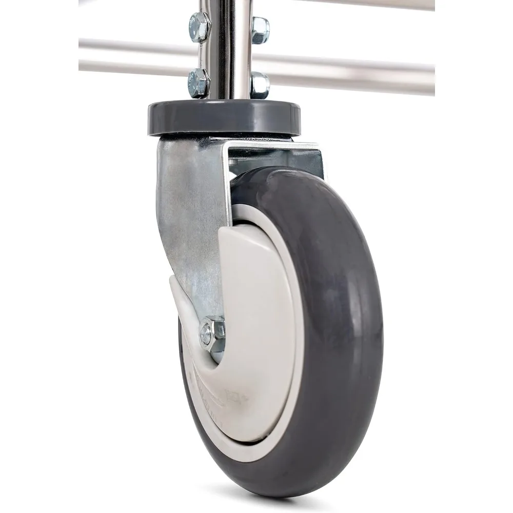 عربة غسيل سلكية شديدة التحمل 100E | 2.5 بوشل | إطار فولاذي بلمسة نهائية من الكروم | سلة الغسيل التجارية #4