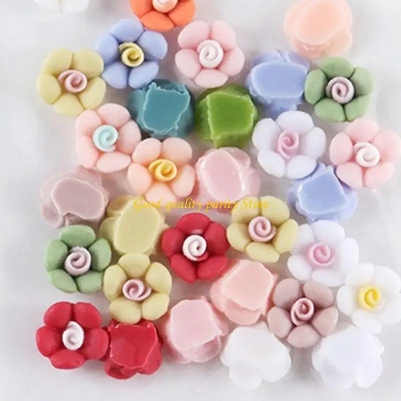 M4ya 30 pcs hoa đầy màu sắc nghệ thuật bùa nhựa hoa móng tay