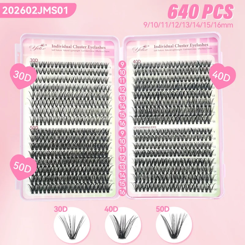 Natural Short False Eyelashes 30-40D 32 Rows Extended Soft Fluffy Full Strip Comfortable for Daily Wear Makeup Flawless Look