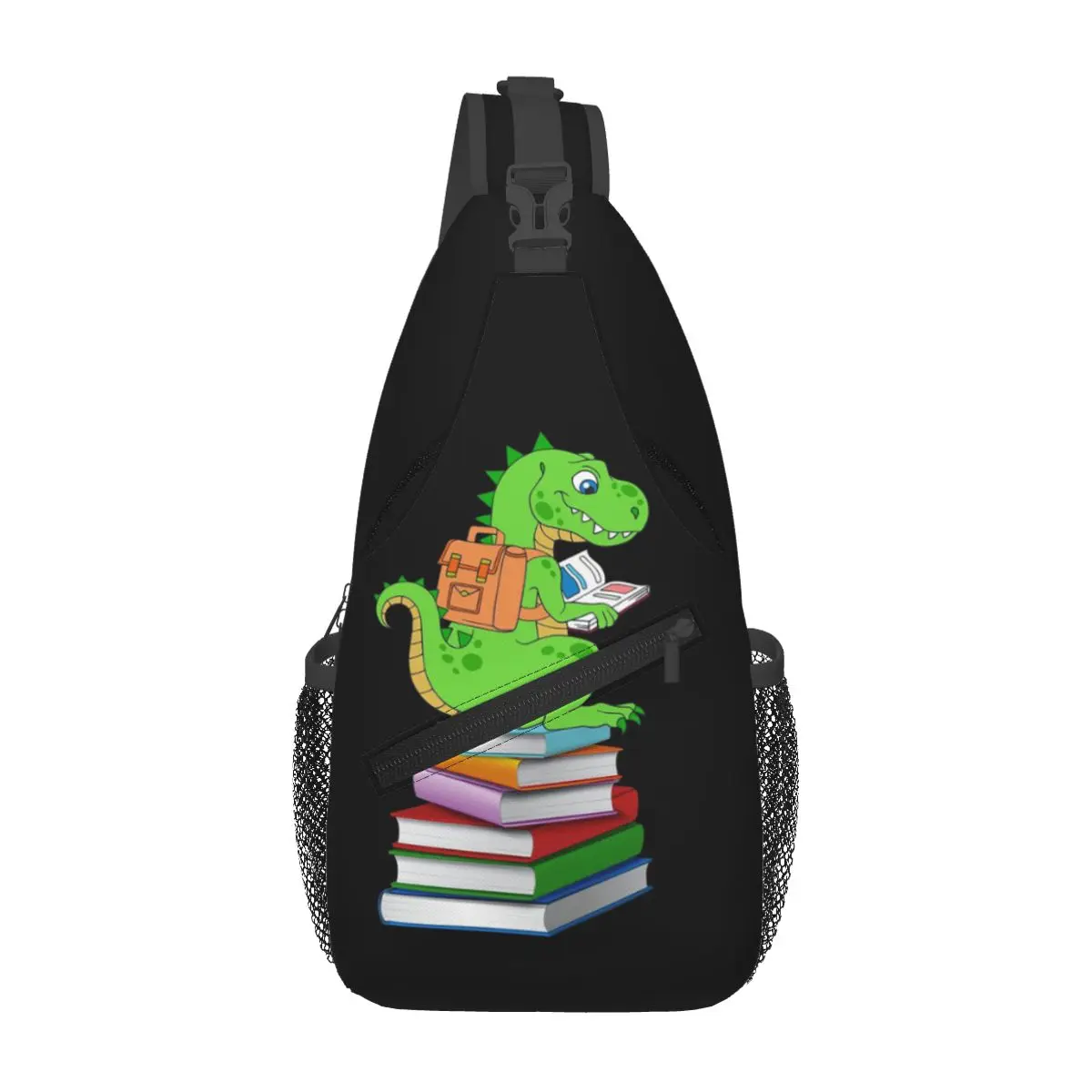 Book Dinosaur Funny Book Lover Dinosaur T Rex Chest Bag Men Sling Crossbody Backpack Chest Bag Traveling Daypack Shoulder Bag