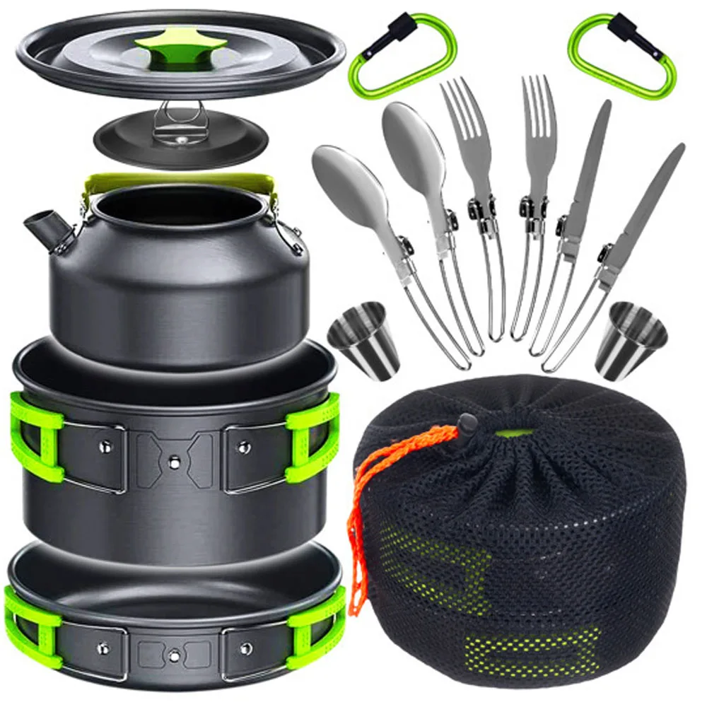 

Camping Cookware Mess Kit for Backpacking Gear Camping Pots and Pans Set Camp Kitchen Equipment Accessories Pot