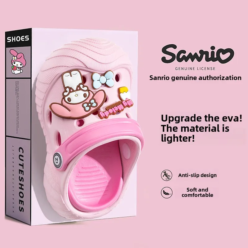 

Sanrio Summer Childrens Slippers Hole Kids Sandals Soft Anti-Skid Cartoon DIY Design Indoor Anti-Slip Boys Girls Beach Shoes