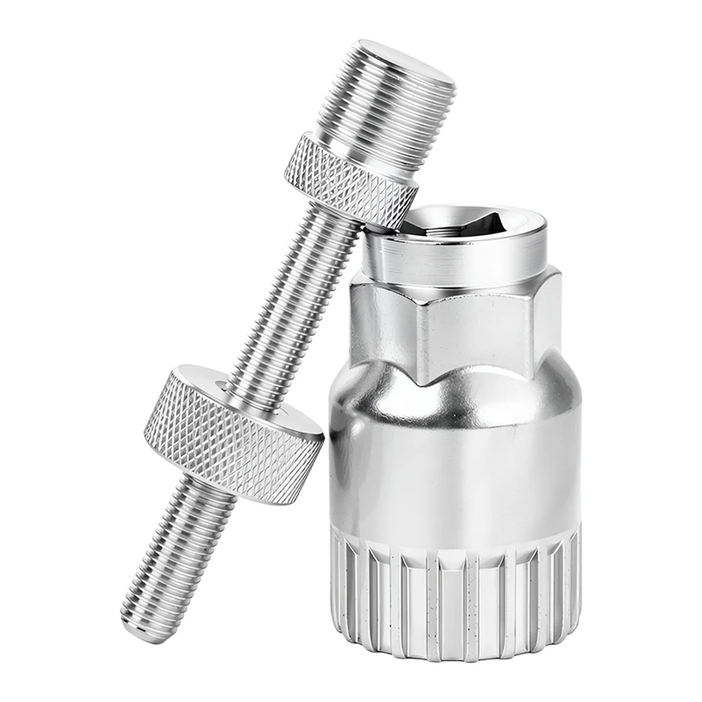 Bike Bottom Bracket Socket Tool 4 Piece Set Silver Carbon Steel 7.87x1.46x0.76 cm Lightweight Portable for Home Workshop Use