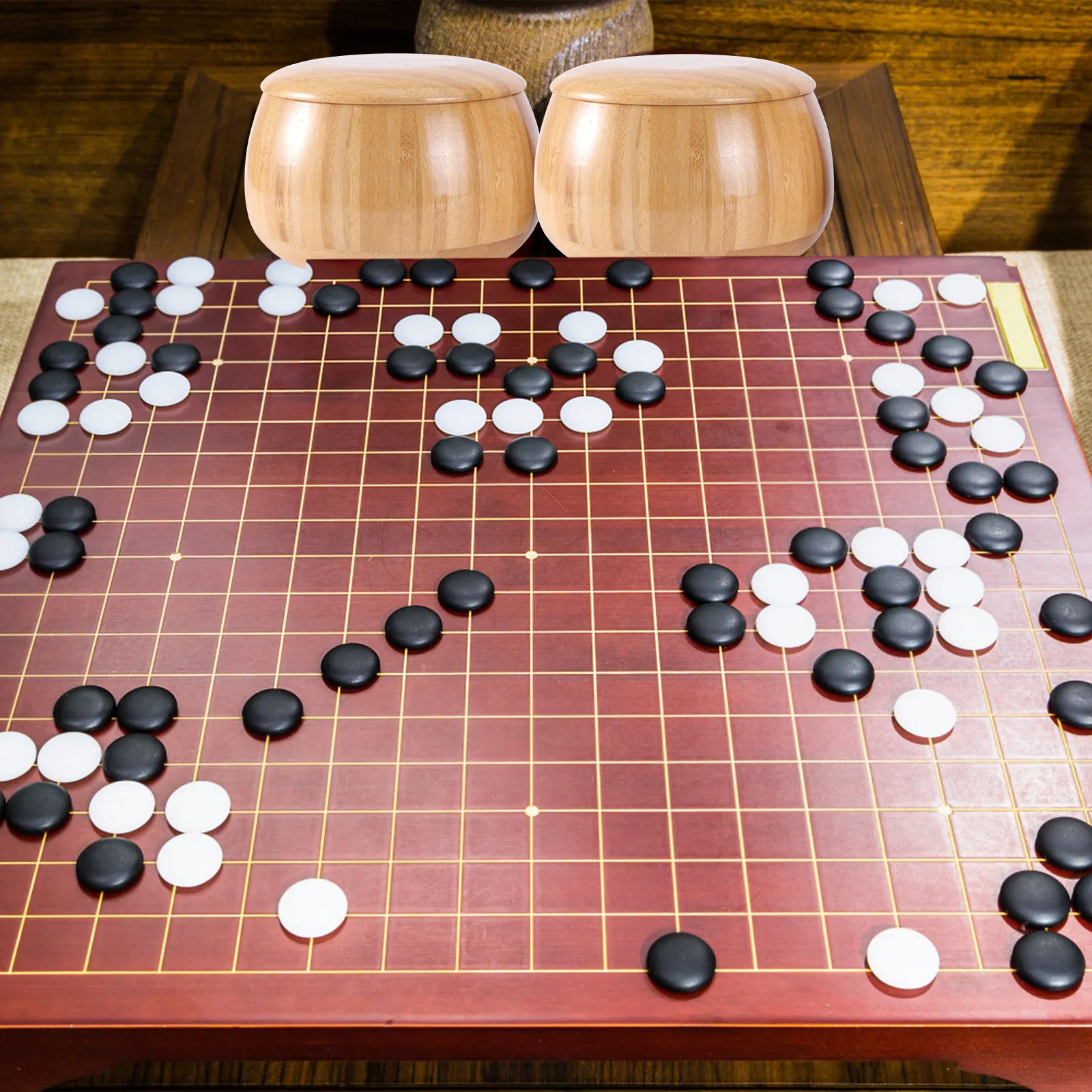 2Pcs Wooden Set Storage Can Handmade Container Chess Pieces Candy Dried Fruit Play Board Game