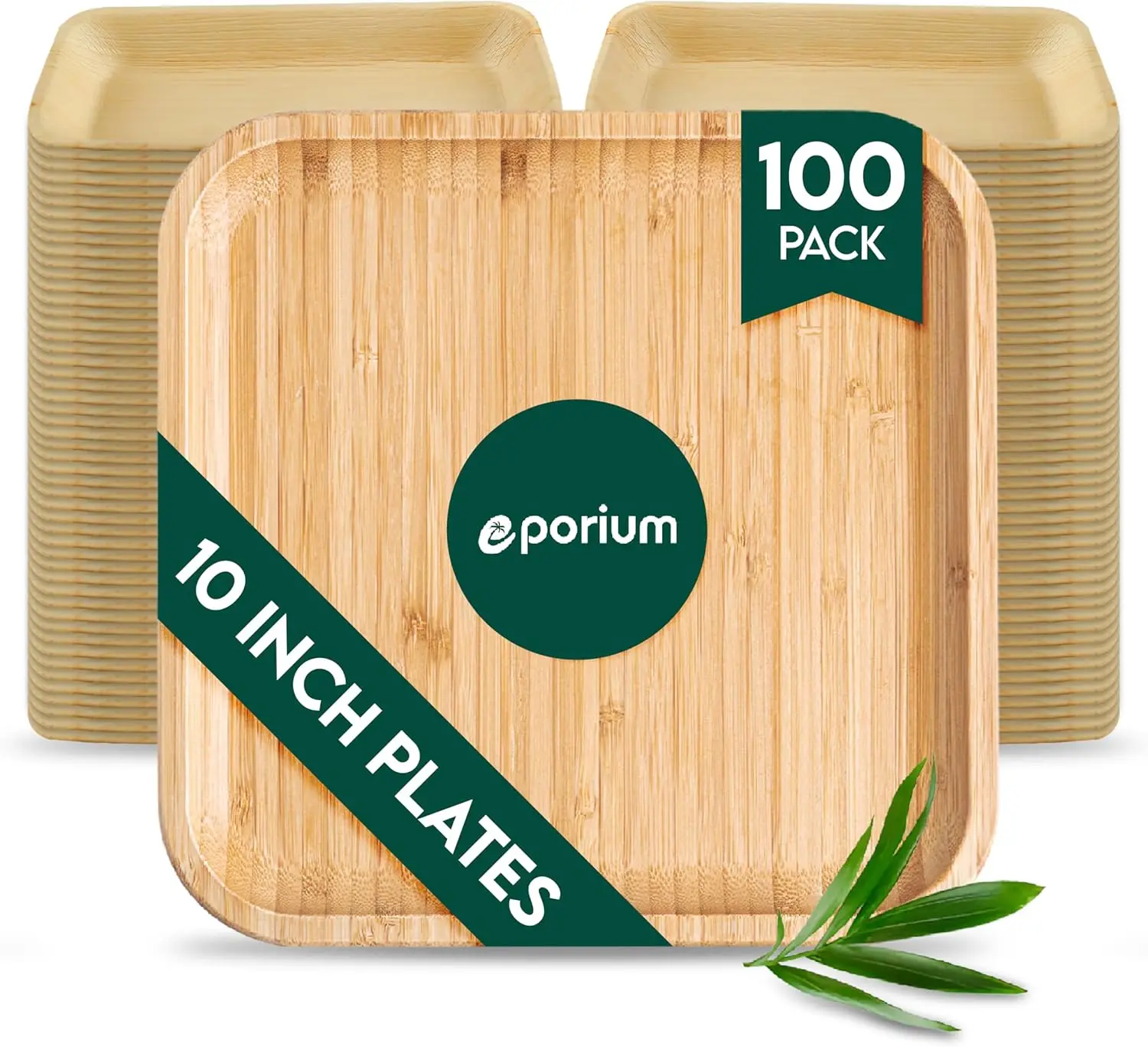 

10 H Square Palm Leaf Plates (100-Pack) I Compostable Disposable Dinnerware | Premium Quality I Plates Heavy Duty Like Bamboo