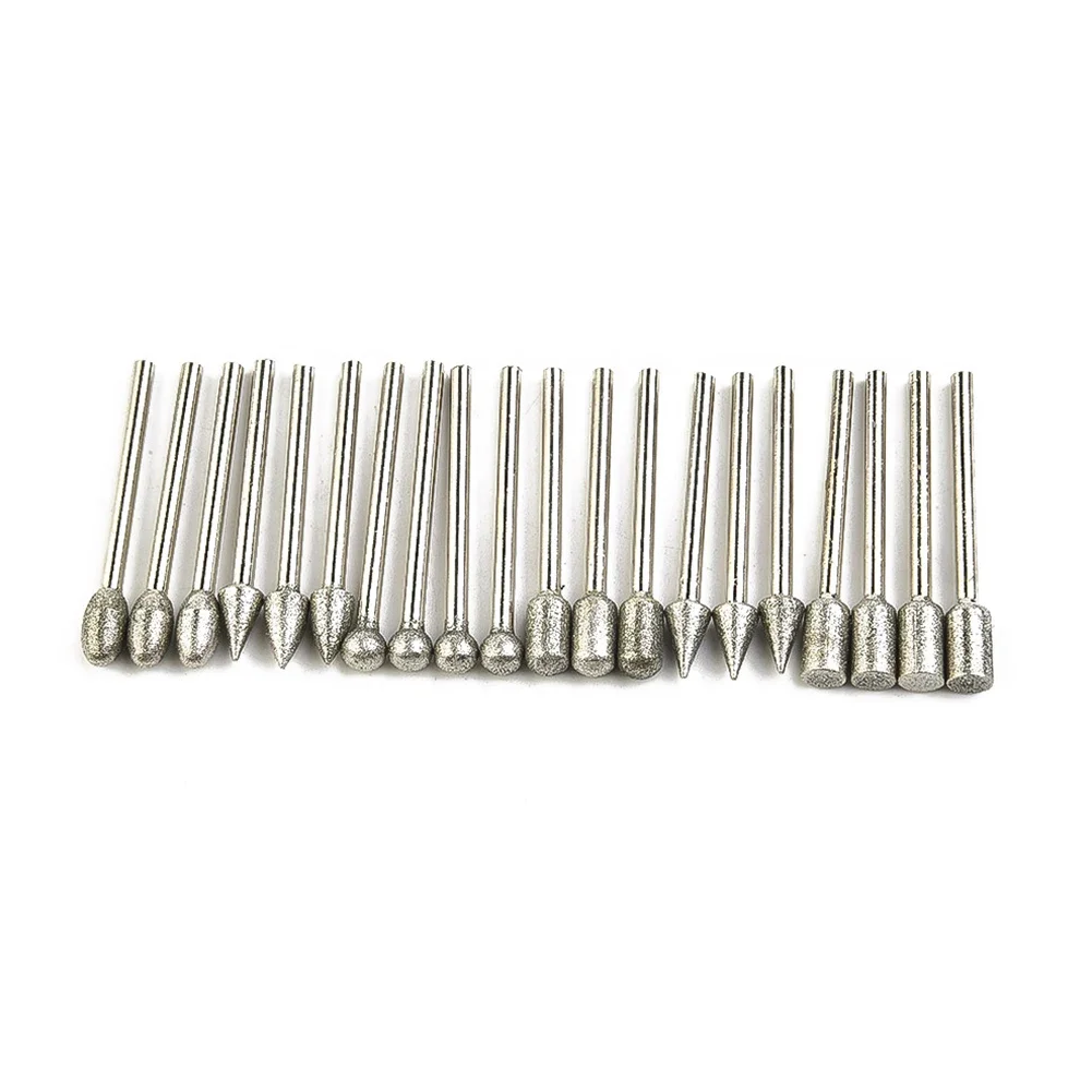 

Emery Grinding Burr Set 20pcs 3mm Shank For Rotary Tools Used In Engraving Cutting Polishing Carving And Finishing