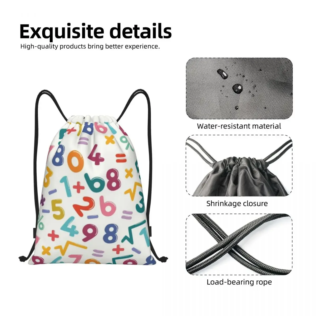 Colorful Maths And Numbers Drawstring Backpack Bags Women Men Lightweight Teacher Student Gym Sports Sackpack Sacks for Shopping