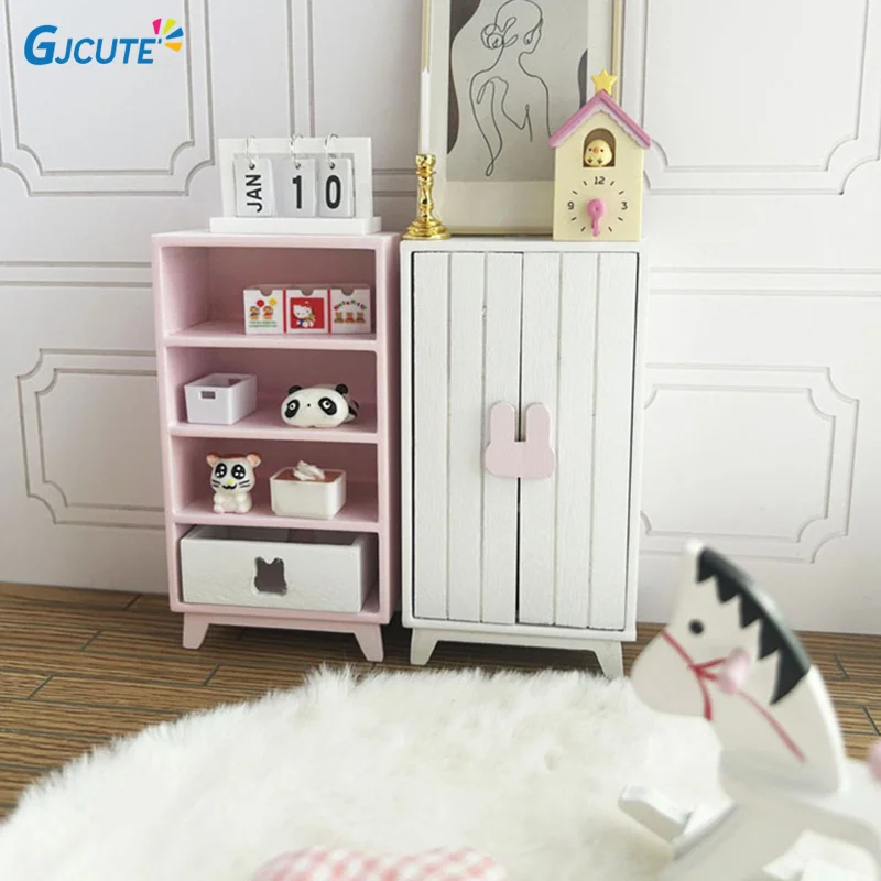 1:6 1:12 Dollhouse Miniature Wardrobe Storage Cabinet Multi-layer Lockers Model Furniture Decor Toy Doll House Accessories