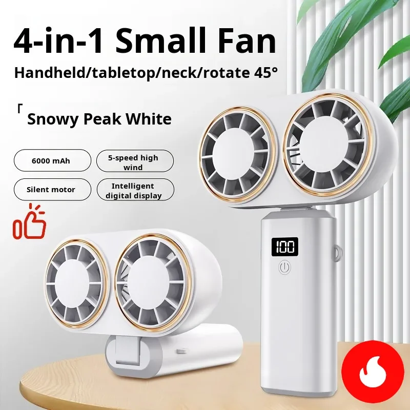 

Handheld Electric Fan Compact Rechargeable Dual Fan Cooler Rechargeable Cooling With Digital Display Personal Portable Fan