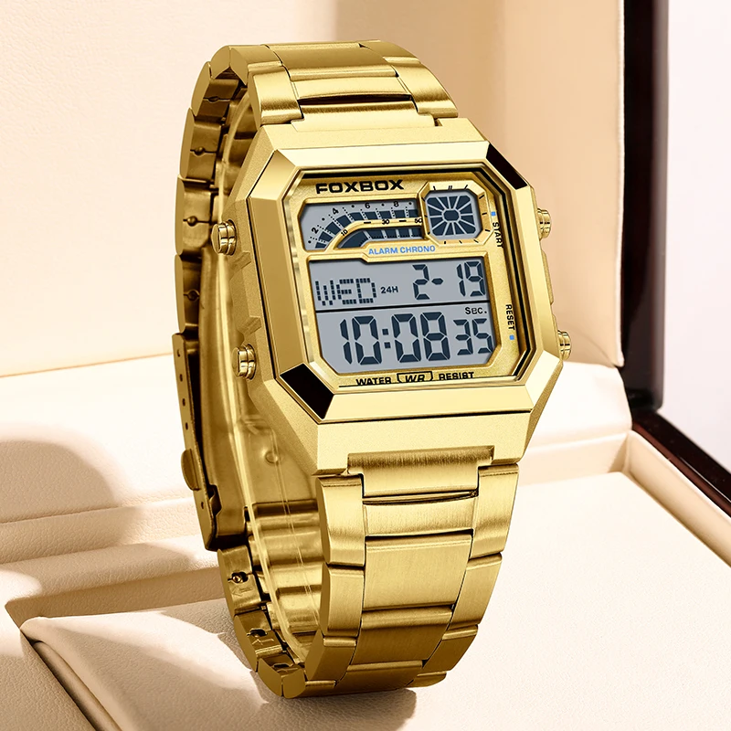 FOXBOX 2025 Men's watches Luxury LED Luminous Date Wristwatch Waterproof clock Casual quartz wristwatch watches for men reloj