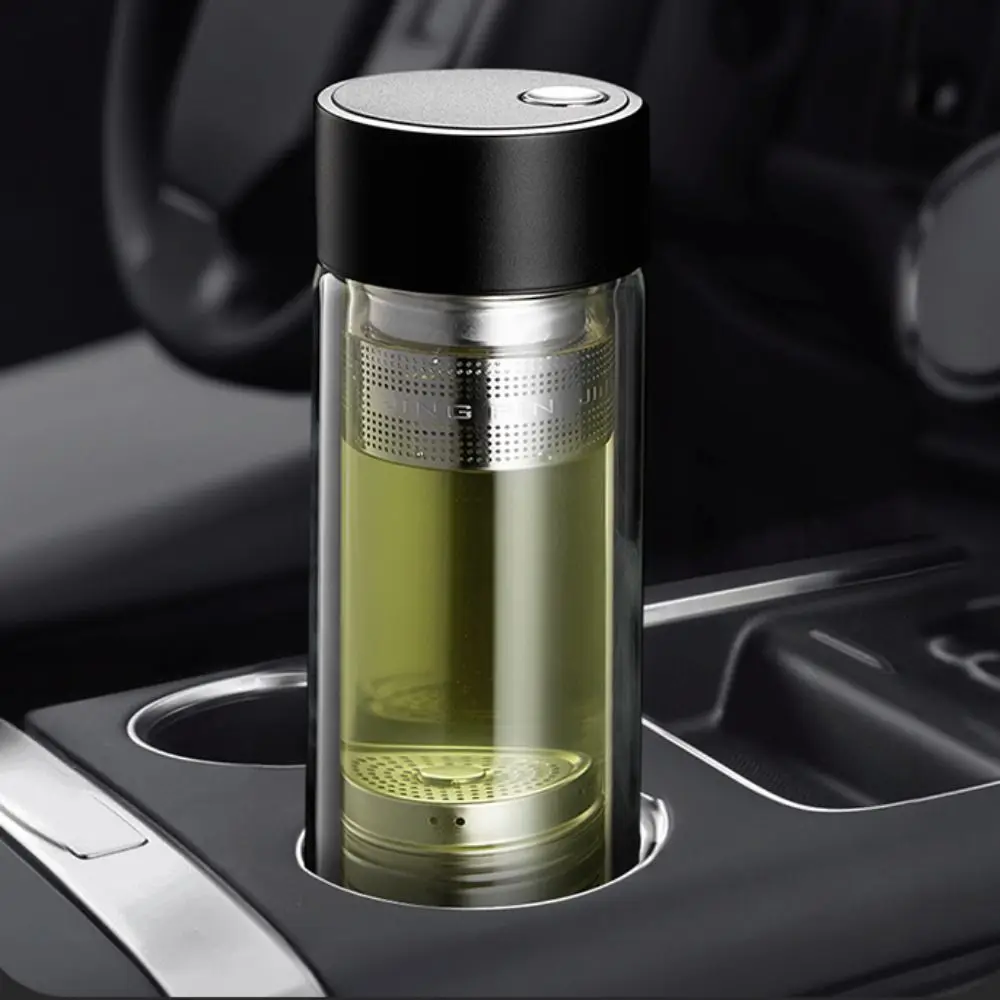 Double Wall Glass Tea Cup with Tea Infuser Insulated Glass Water Bottle Stainless Steel Filter Magnetic Lid Tea Bottle Travel