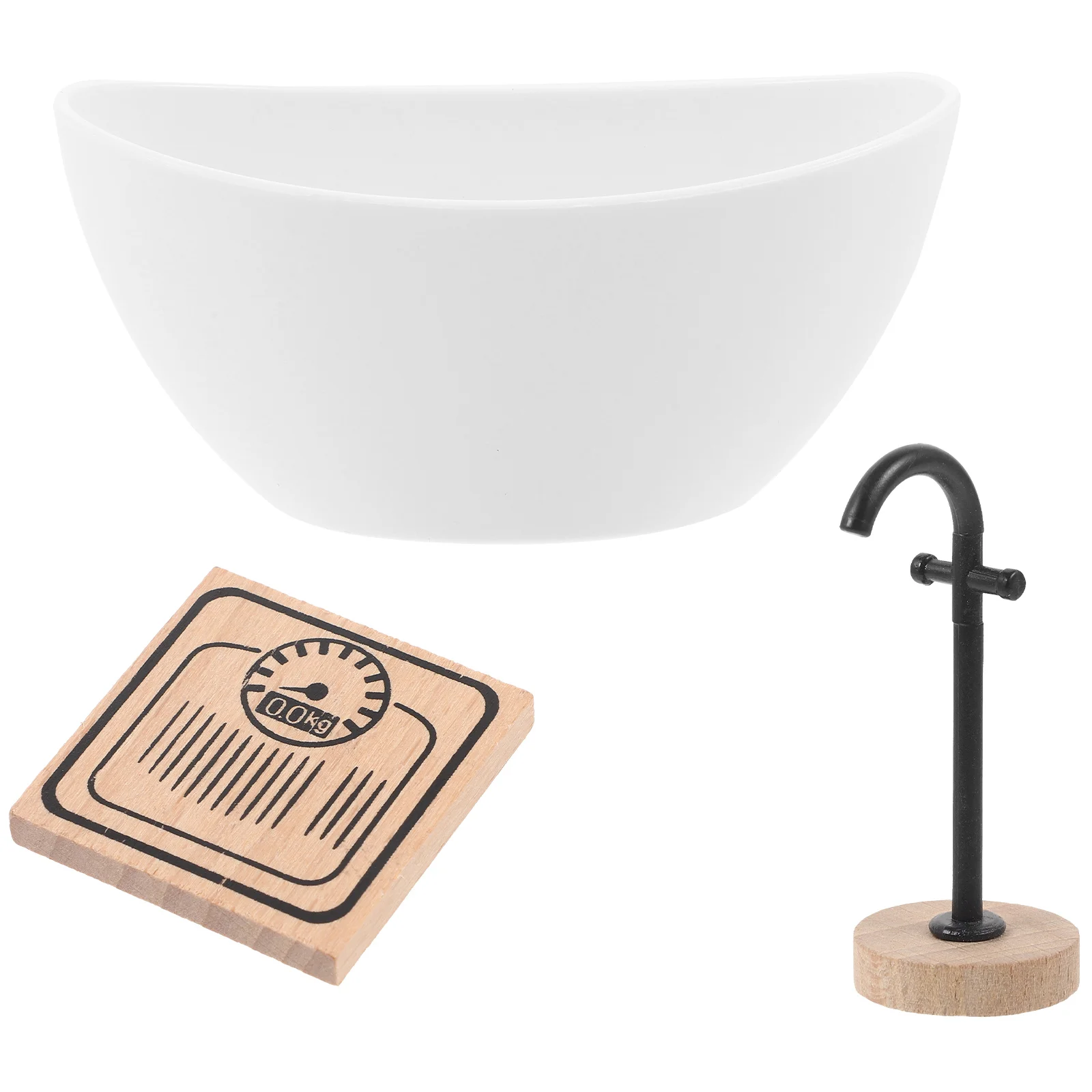 Simulation Mini Furniture DIY Landscape Decor Toy House Tub Supplies Bathroom Washing Basin Wooden Bathtub Bathing